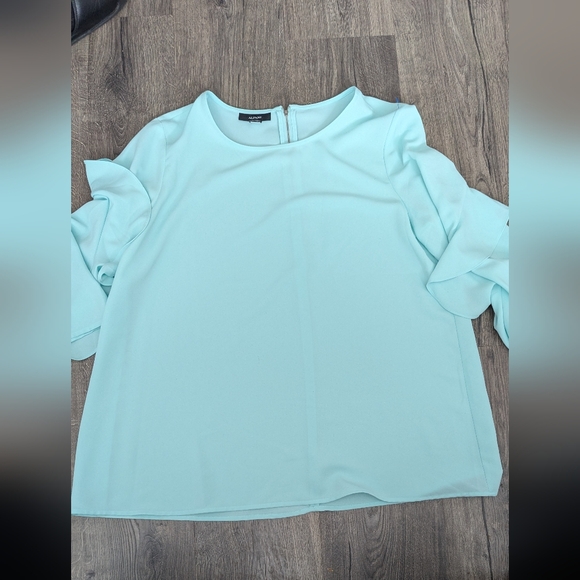 Alfani Mint Green Blouse with Ruffled Sleeves - Picture 1 of 5